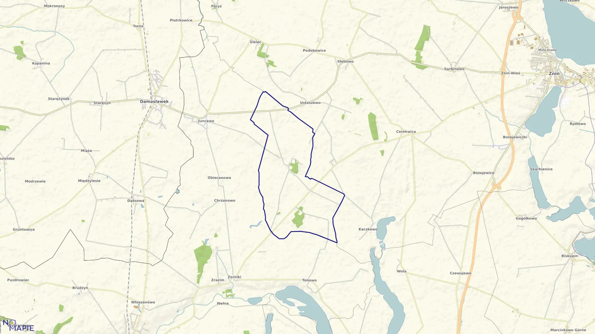 Mapa obrębu Świątkowo w gminie Janowiec Wielkopolski